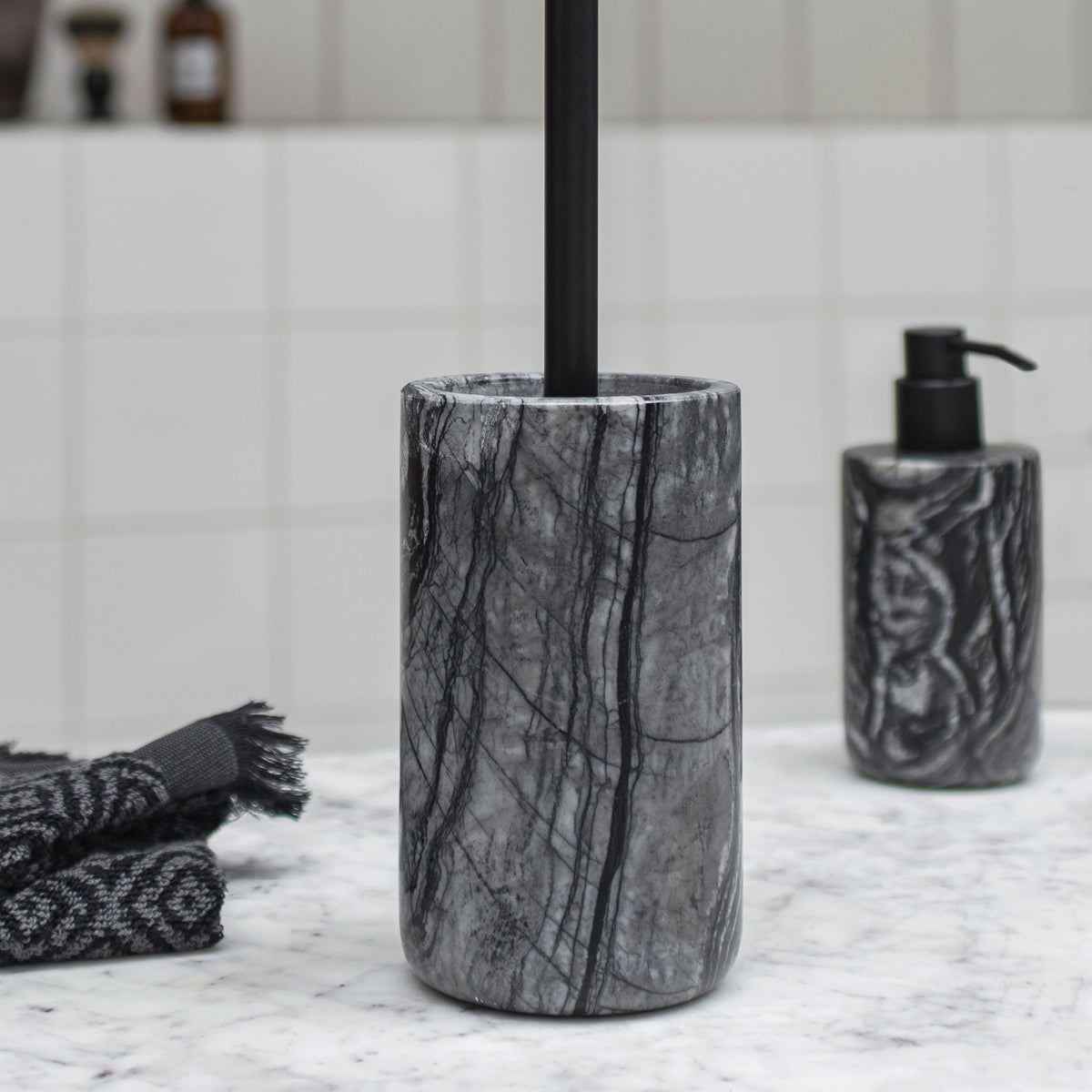 MARBLE toiletbørste, Black / Grey