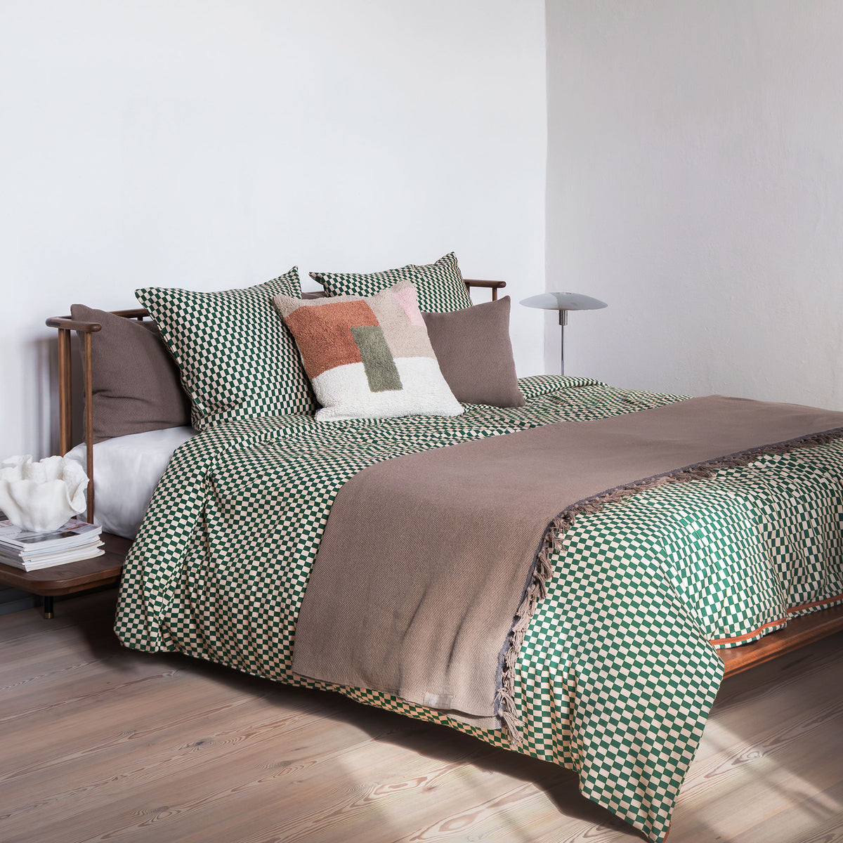 MINI sengesæt, Pine green / Tan