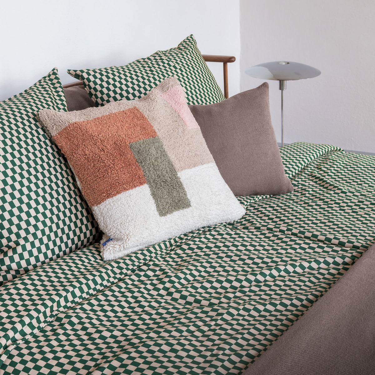 MINI sengesæt, Pine green / Tan