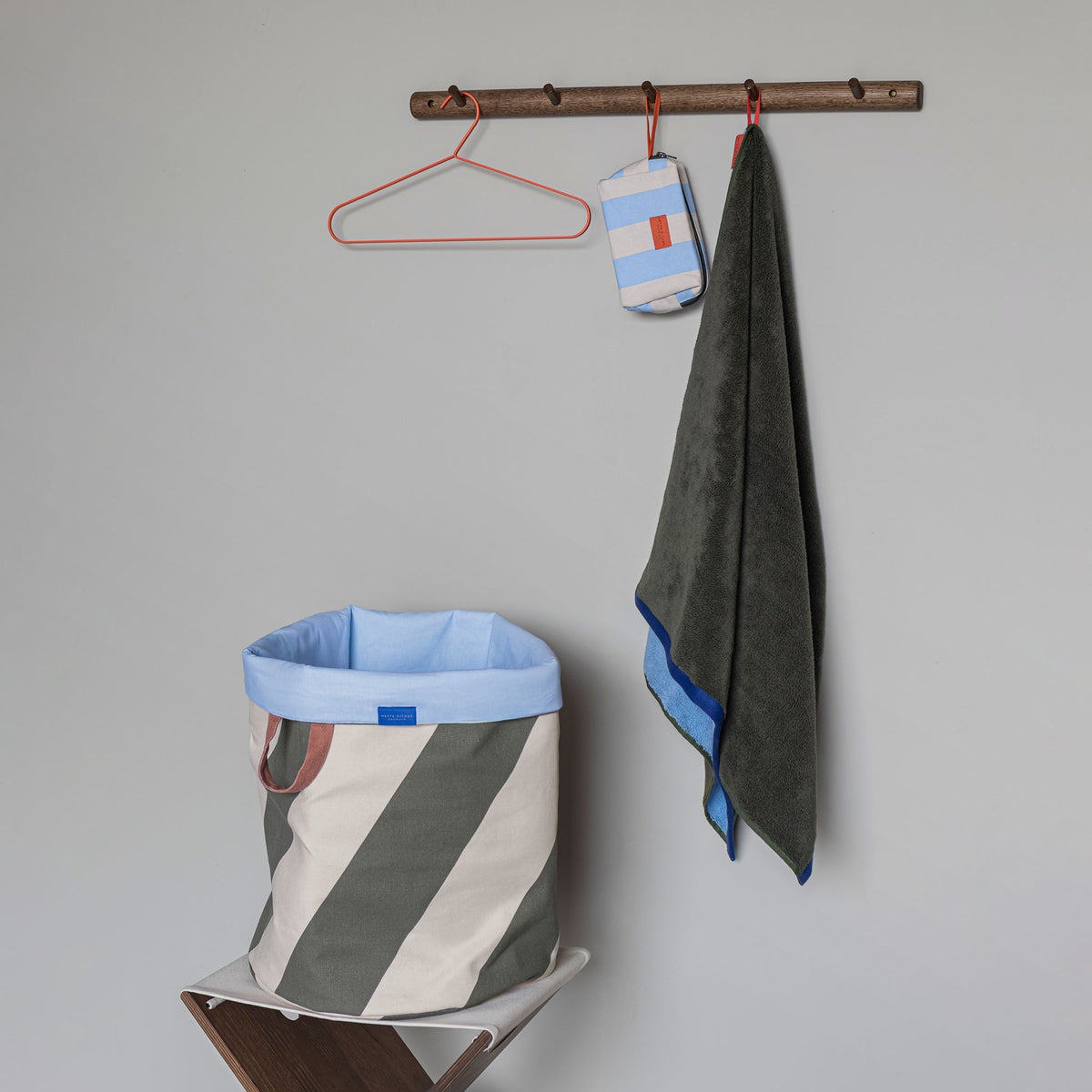SOFT håndklæde, Dark Olive / Light blue