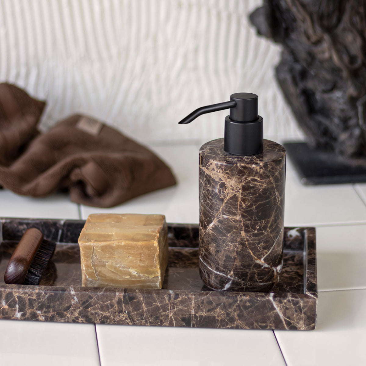 MARBLE høj dispenser, Brown