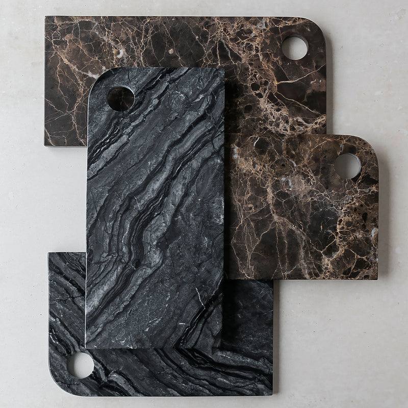 MARBLE serveringsbræt, large, Black / Grey