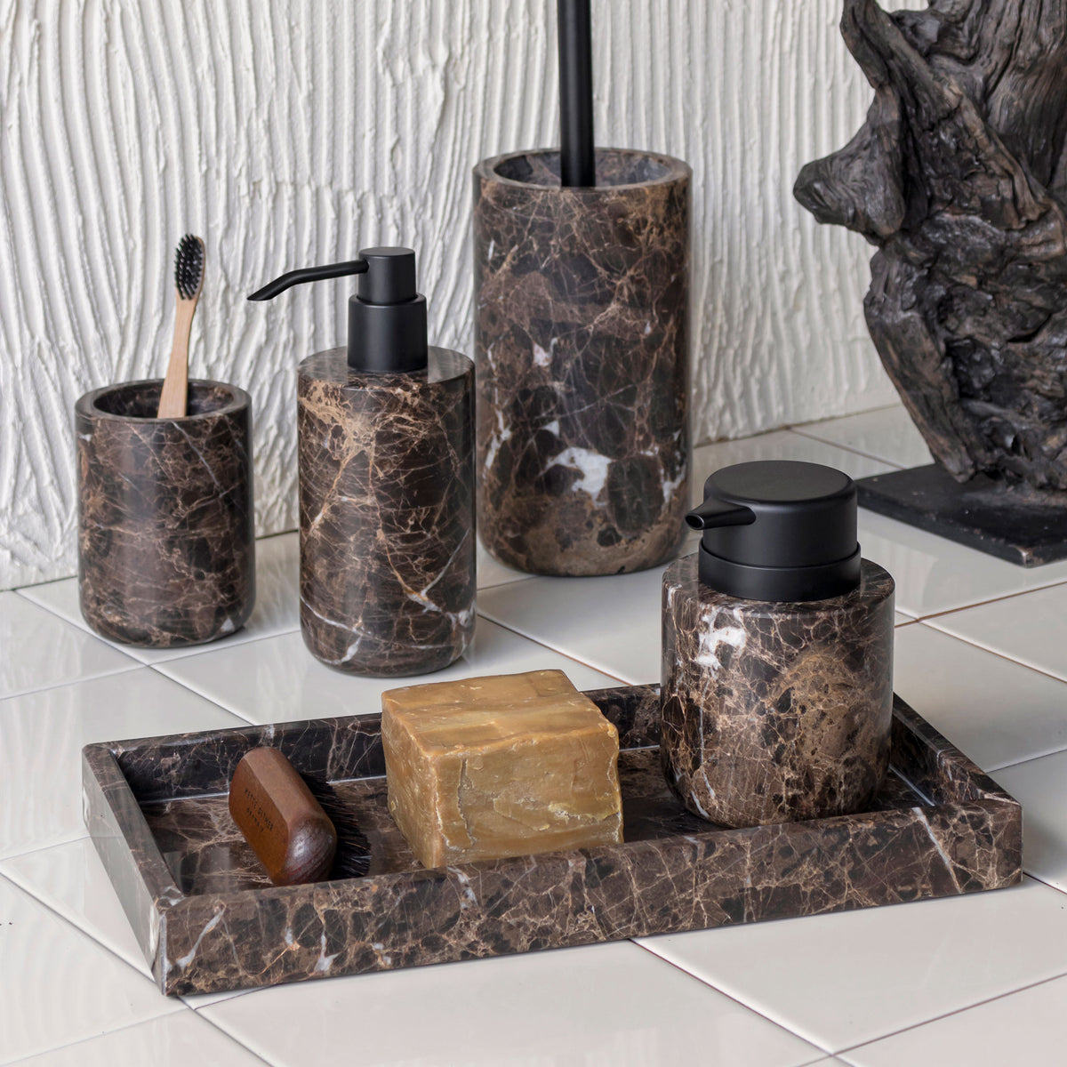 MARBLE høj dispenser, Brown