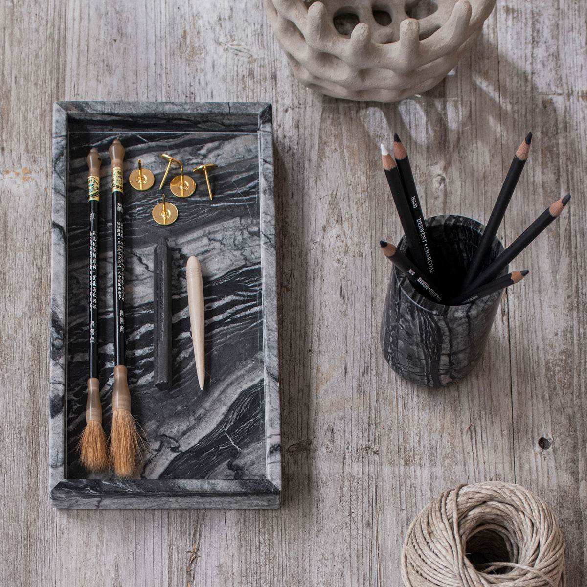 MARBLE tandbørsteholder, Black / Grey