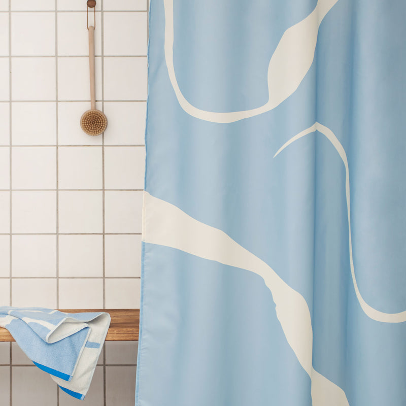 NOVA ARTE badeforhæng, Light blue / Off-white