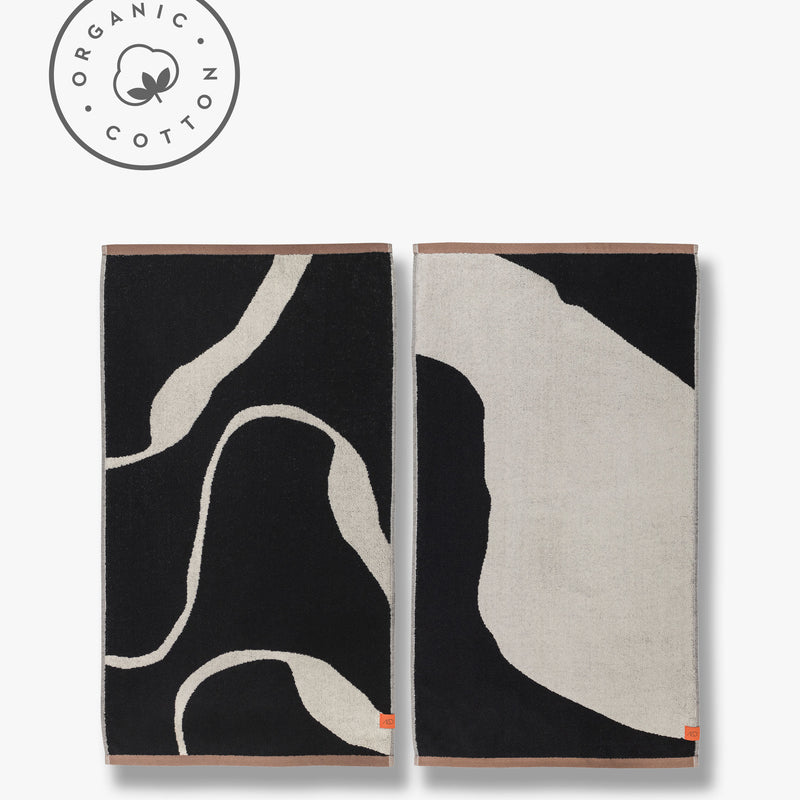 NOVA ARTE håndklæde, Black / Off-white