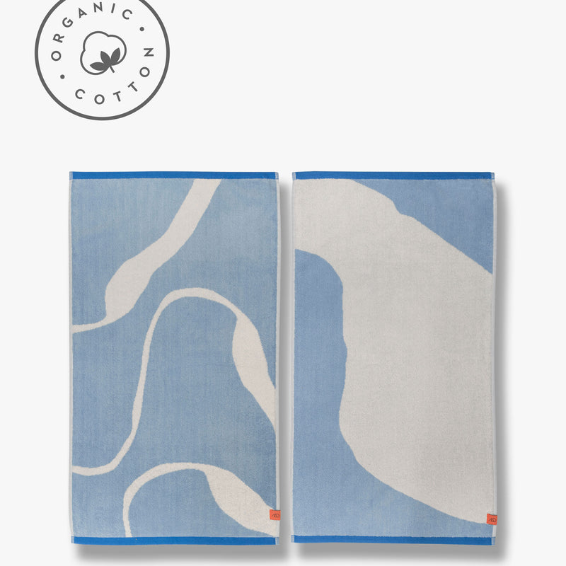 NOVA ARTE håndklæde, Light blue / Off-white