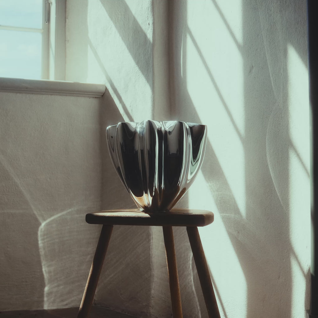 SHELL vase, large, Chrome