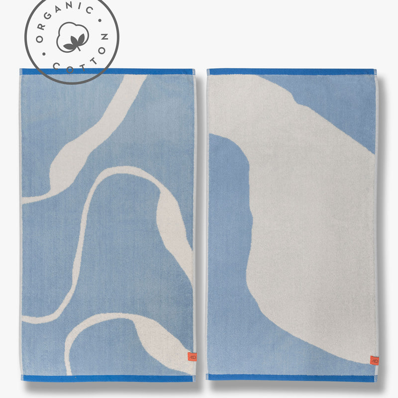 NOVA ARTE håndklæde, Light blue / Off-white